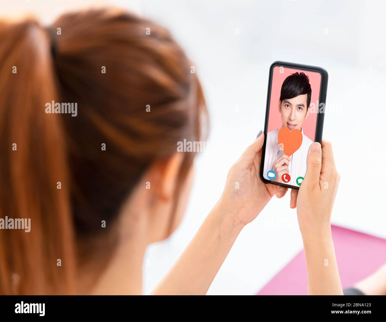 young Woman Calling By Video Chat to boyFriend Stock Photo - Alamy