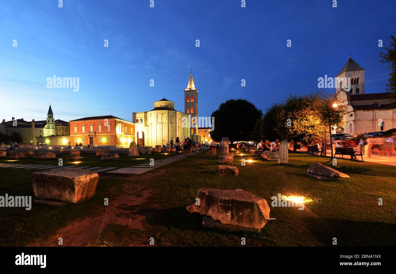 The Church of St Donatus and its Bell tower in the center of old Zadar, Croatia. Stock Photo