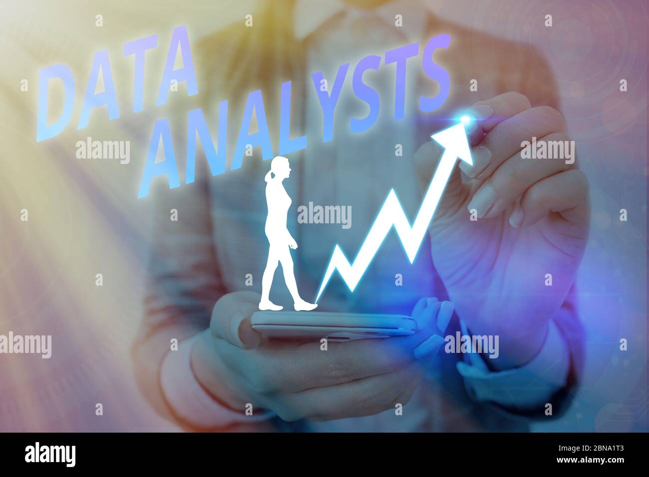 Handwriting text writing Data Analysts. Conceptual photo Programmer Design and Create Report Identifies patterns Stock Photo
