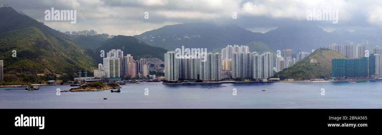 A panoramic view of Hong Kong island south side - Aberdeen and Ap Lei Chau. Stock Photo
