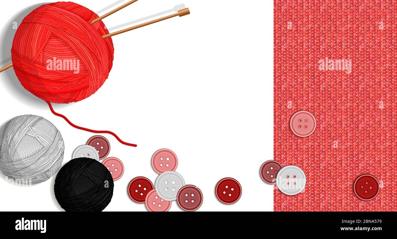 Colorful table with handmade crafts for knitting and sewing vector illustration Stock Vector
