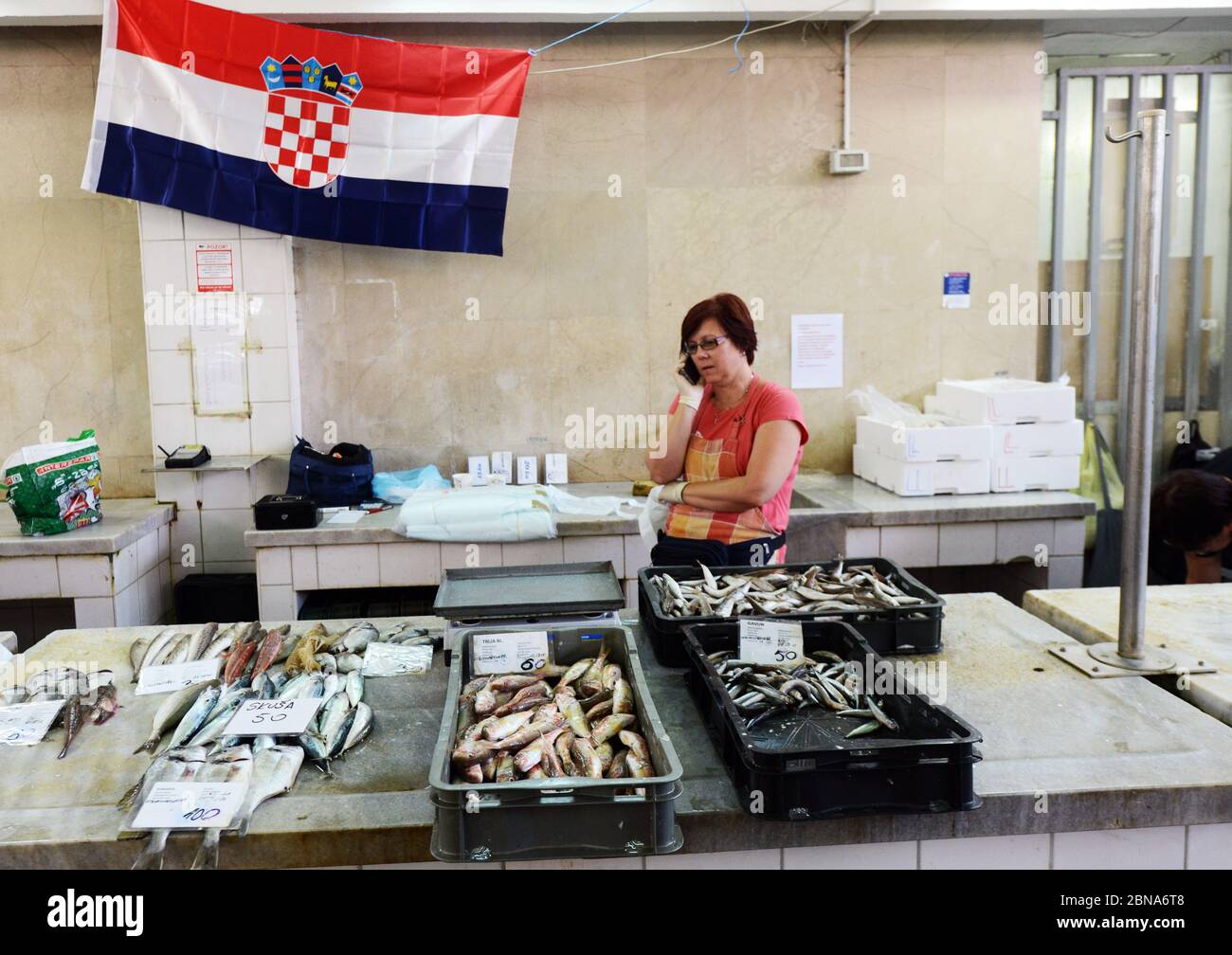 The colorful fish & seafood market in the old town of Zadar, Croatia
