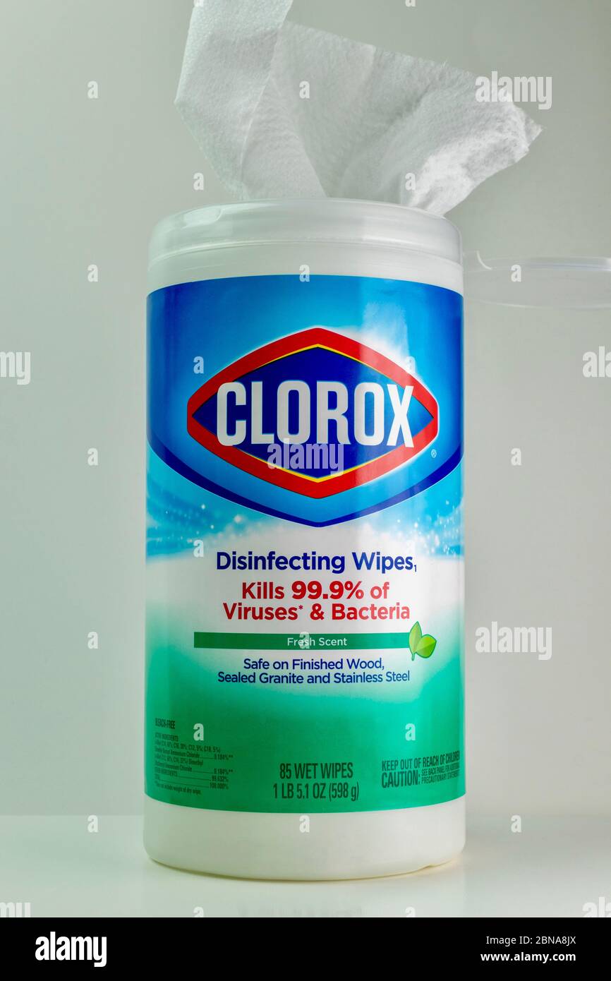Clorox disinfecting wipes on white background Stock Photo