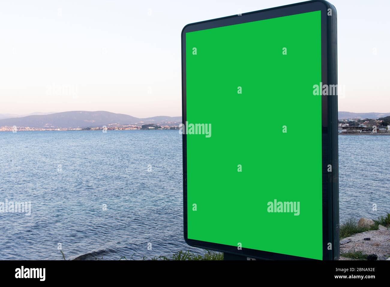 Green screen for ads with an ocean view, an excellent space for your text  Stock Photo - Alamy