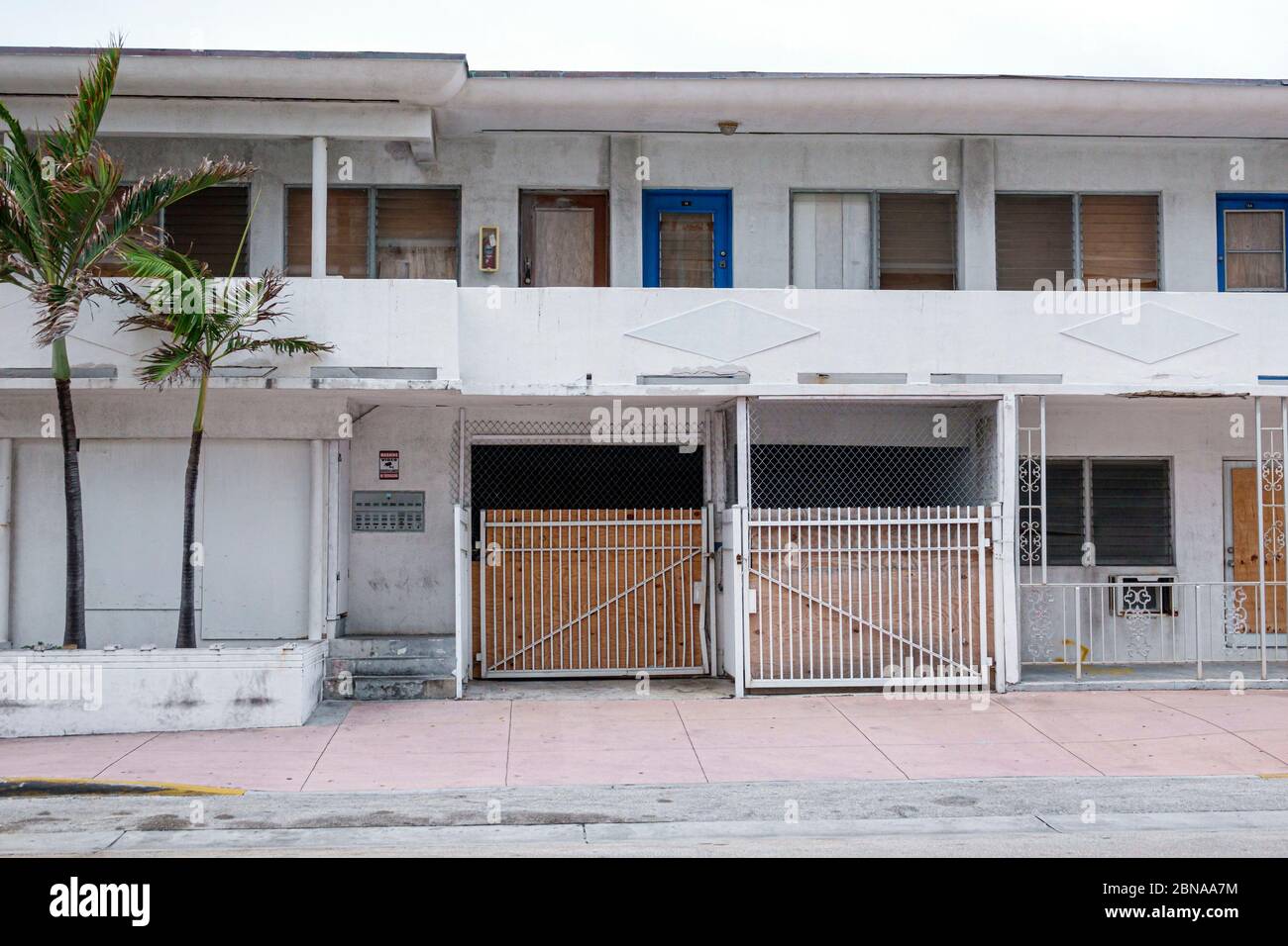Miami Beach Florida,North Beach,vacant blighted abandoned empty boarded up,former hotel hotels lodging inn motel motels,motel apartment building,visit Stock Photo