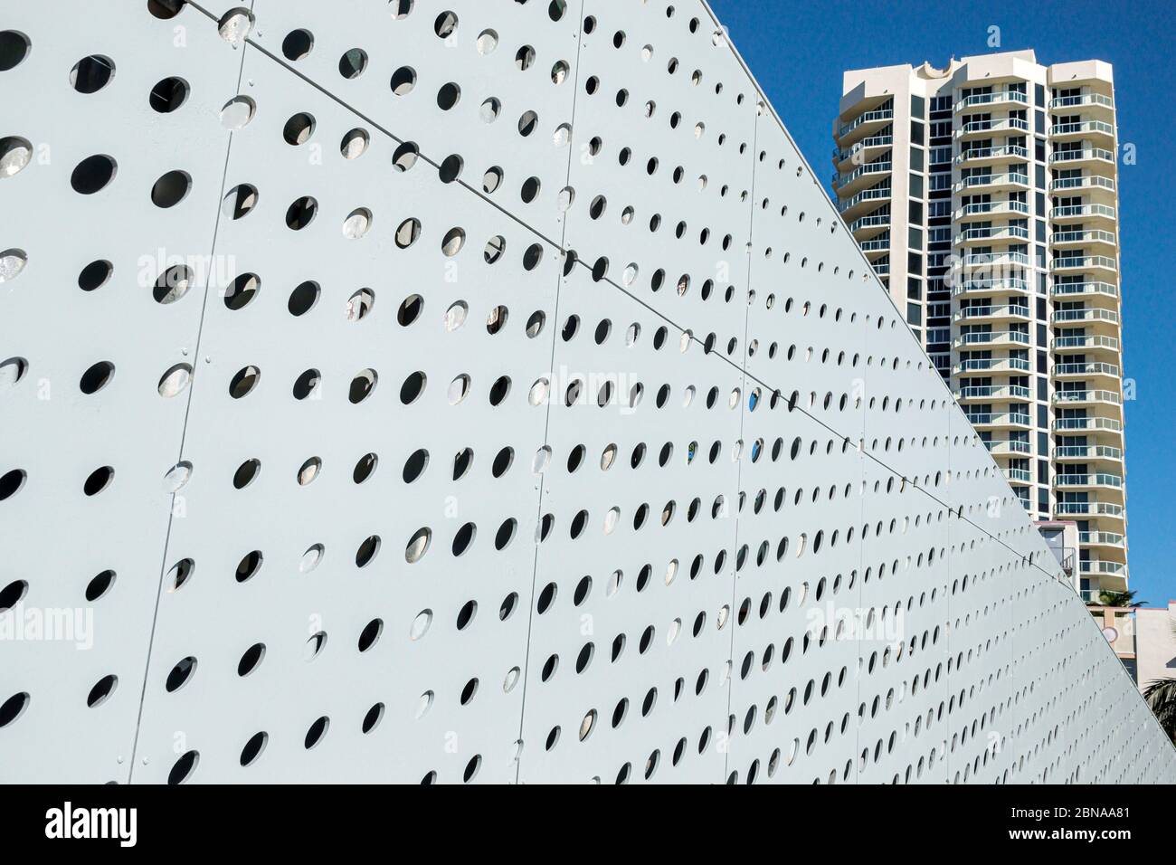 Miami Beach Florida,North Shore Community Center centre,architectural detail design,St. Tropez Ocean Front high rise residential condominium building, Stock Photo