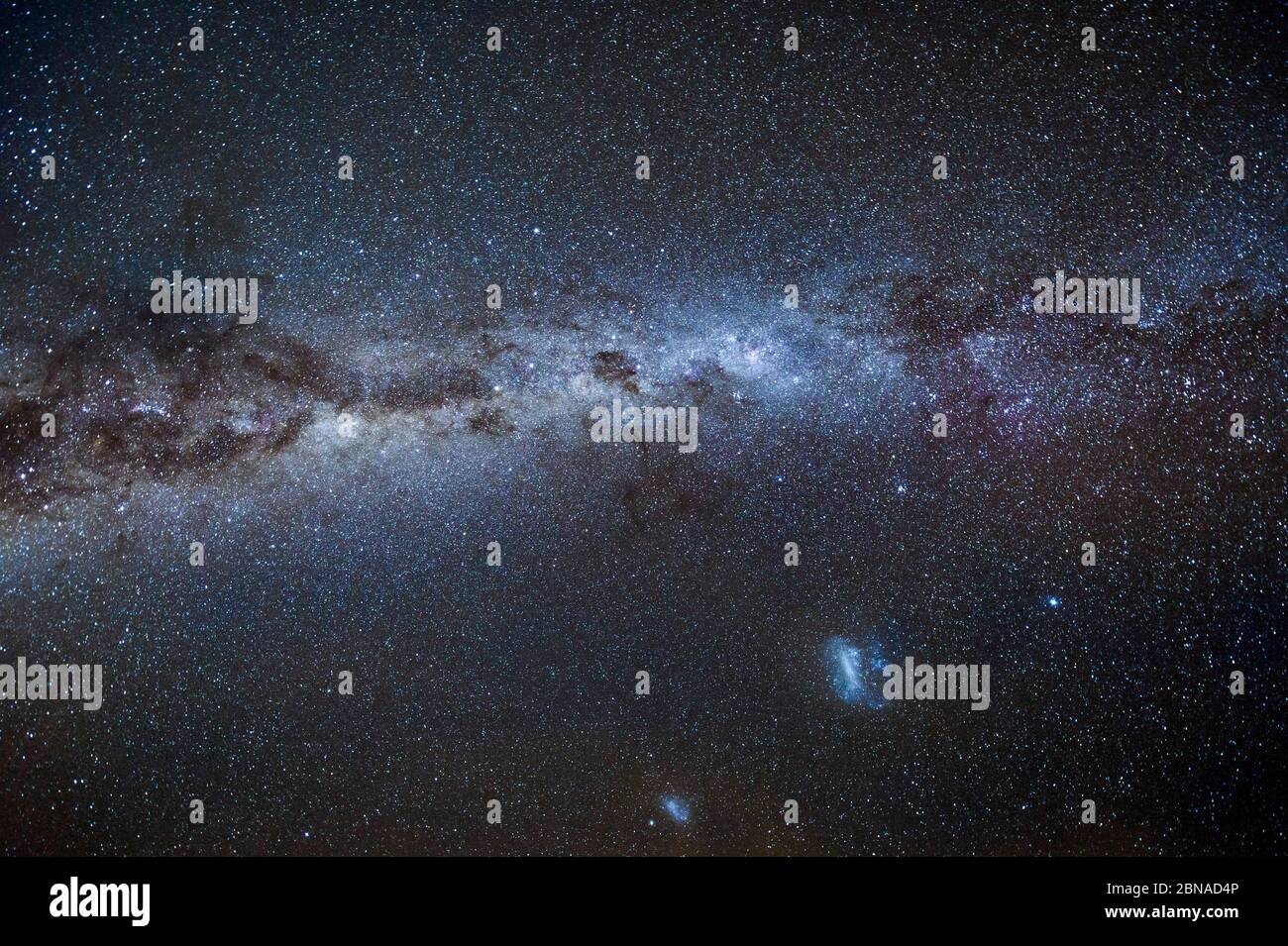 Milky Way with the two Magellanic Clouds in the New Zealand night sky ...
