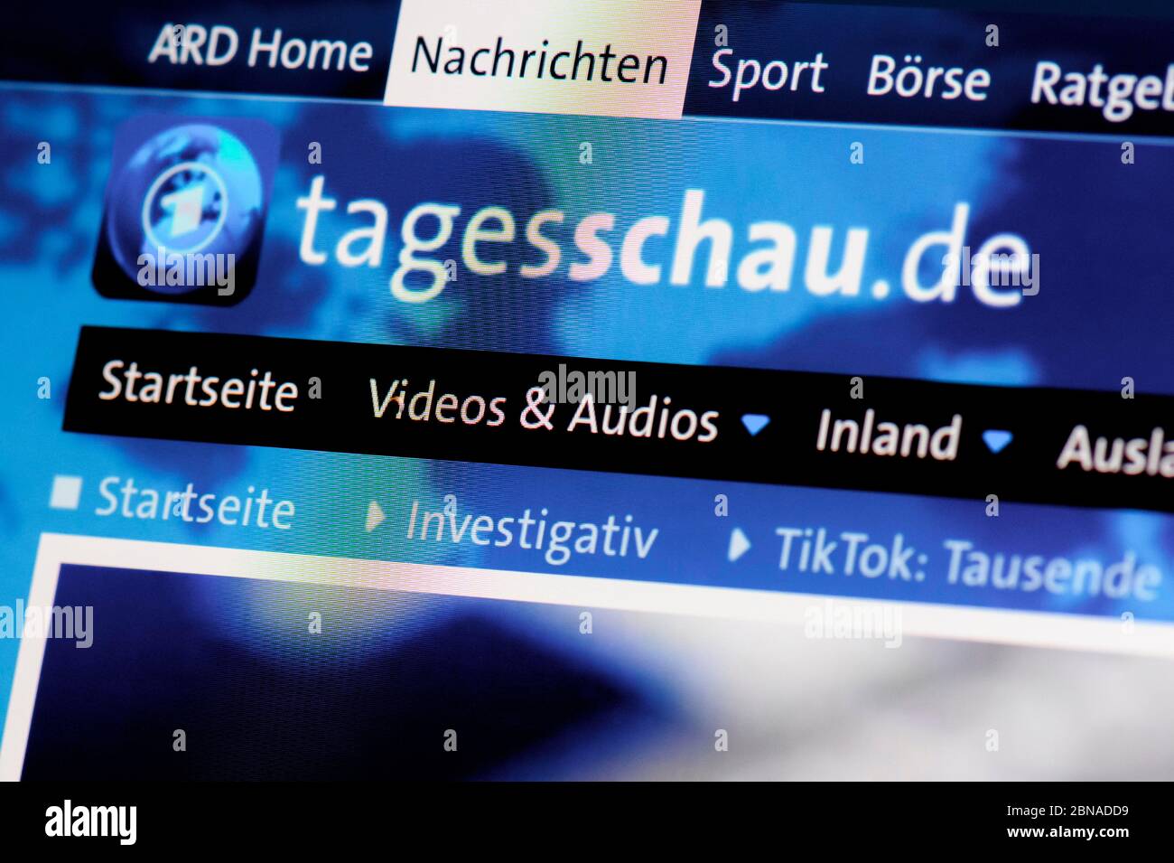Tagesschau.de Website, News, Daytime news, Display, Close up Stock Photo