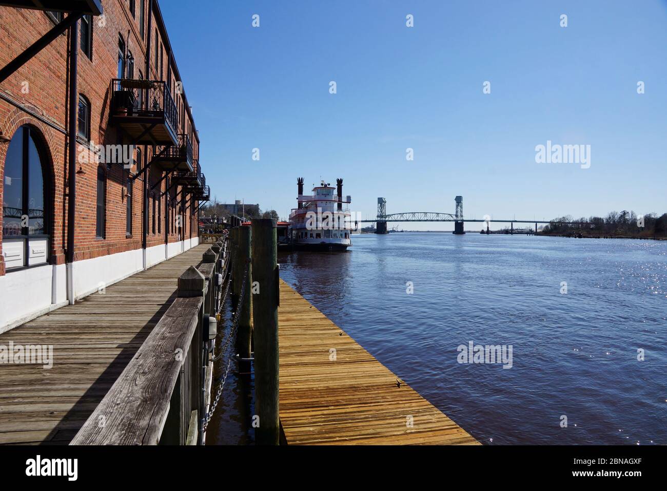 Wilmington USA - 8 March 2015 - Cape Fear River river front in ...