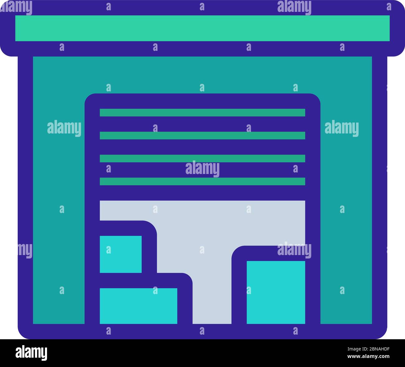 garage with automatic falling door icon vector outline illustration Stock Vector