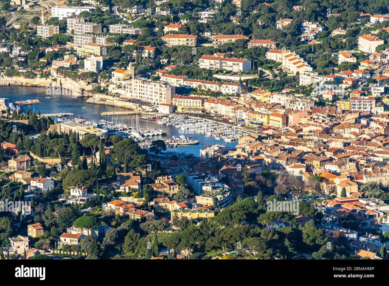 Panoramic view of Cassis, a famous resort town in Southern France near Marseille Stock Photo