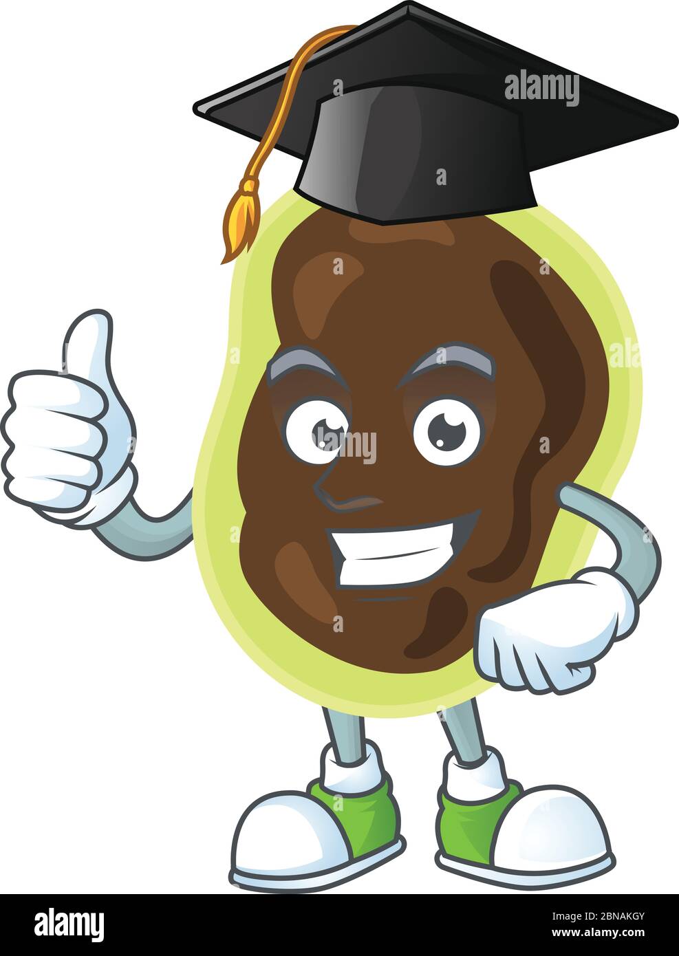 Happy face Mascot design concept of firmicutes wearing a Graduation hat Stock Vector