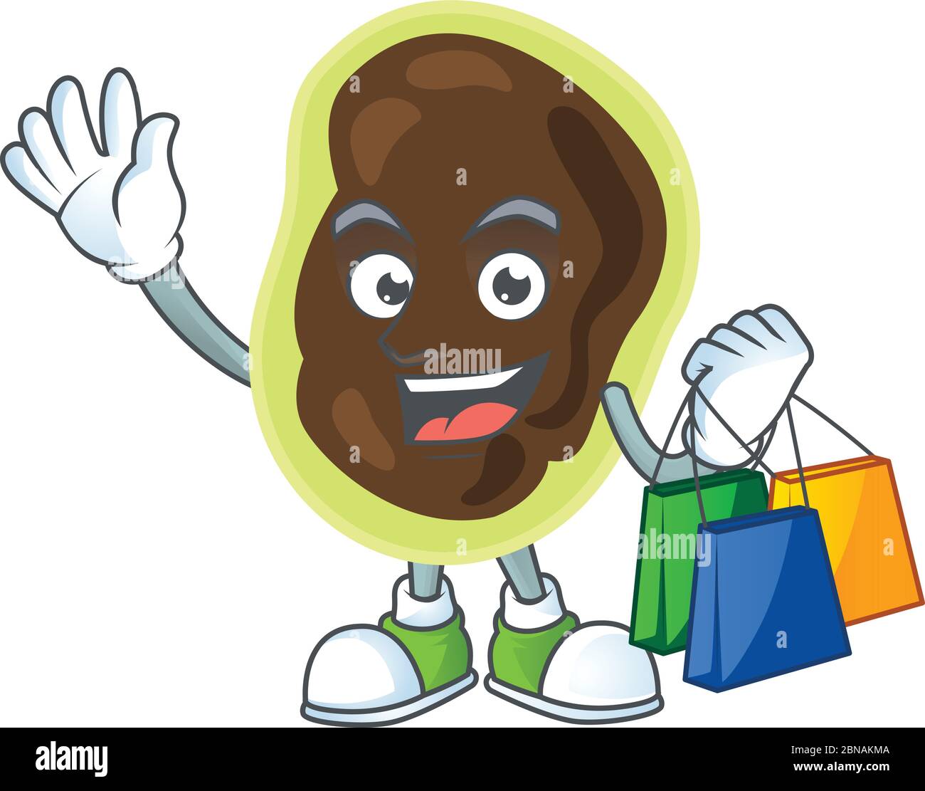 Happy rich firmicutes Caricature picture with shopping bags Stock Vector