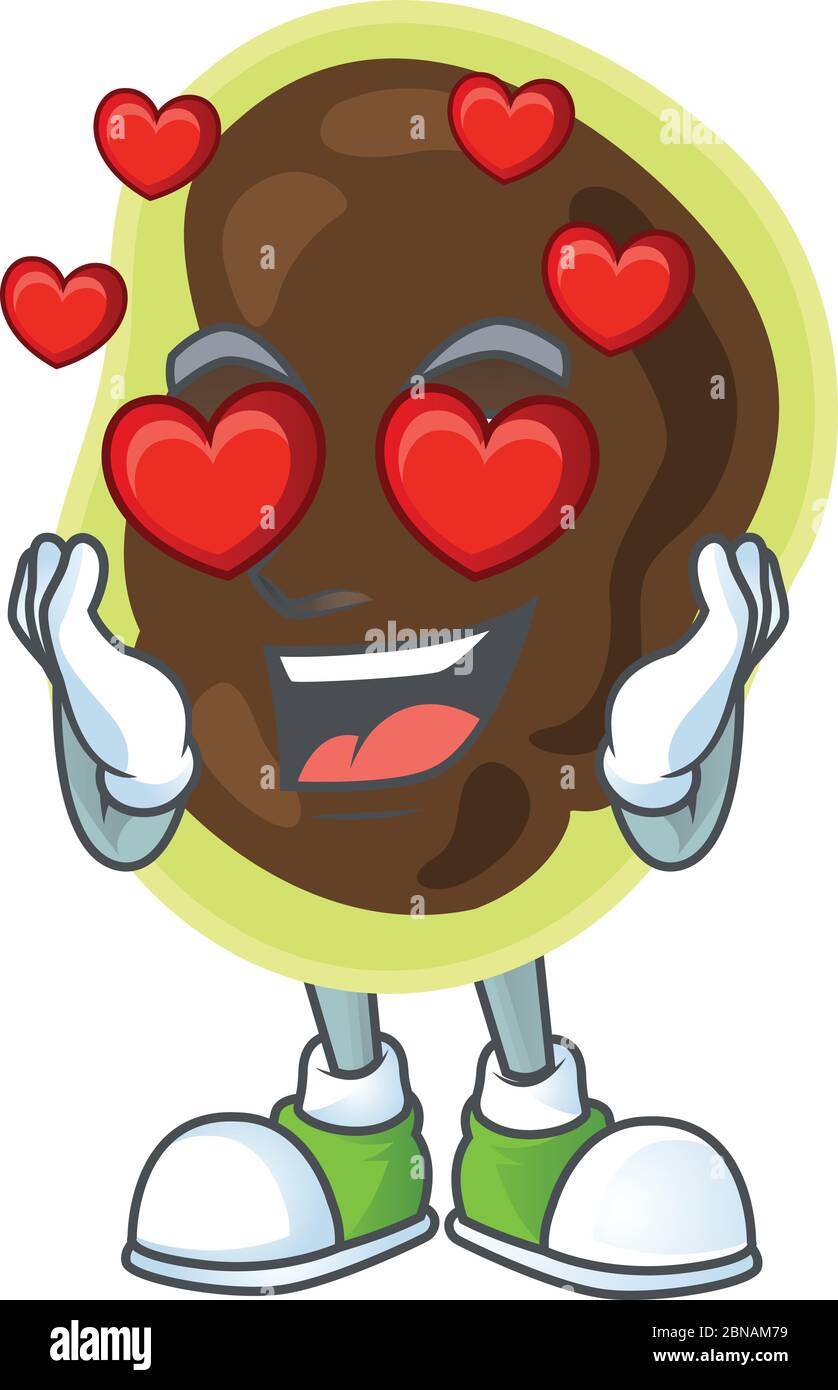 An adorable firmicutes cartoon mascot style with a falling in love face Stock Vector