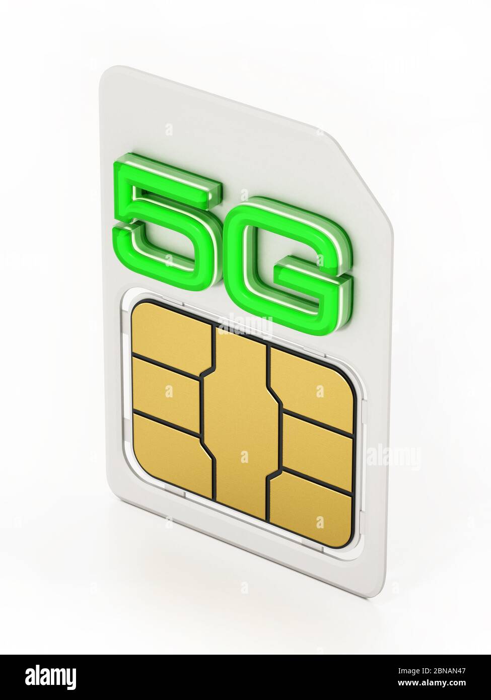 5g SIM card isolated on white background. 3D illustration. Stock Photo