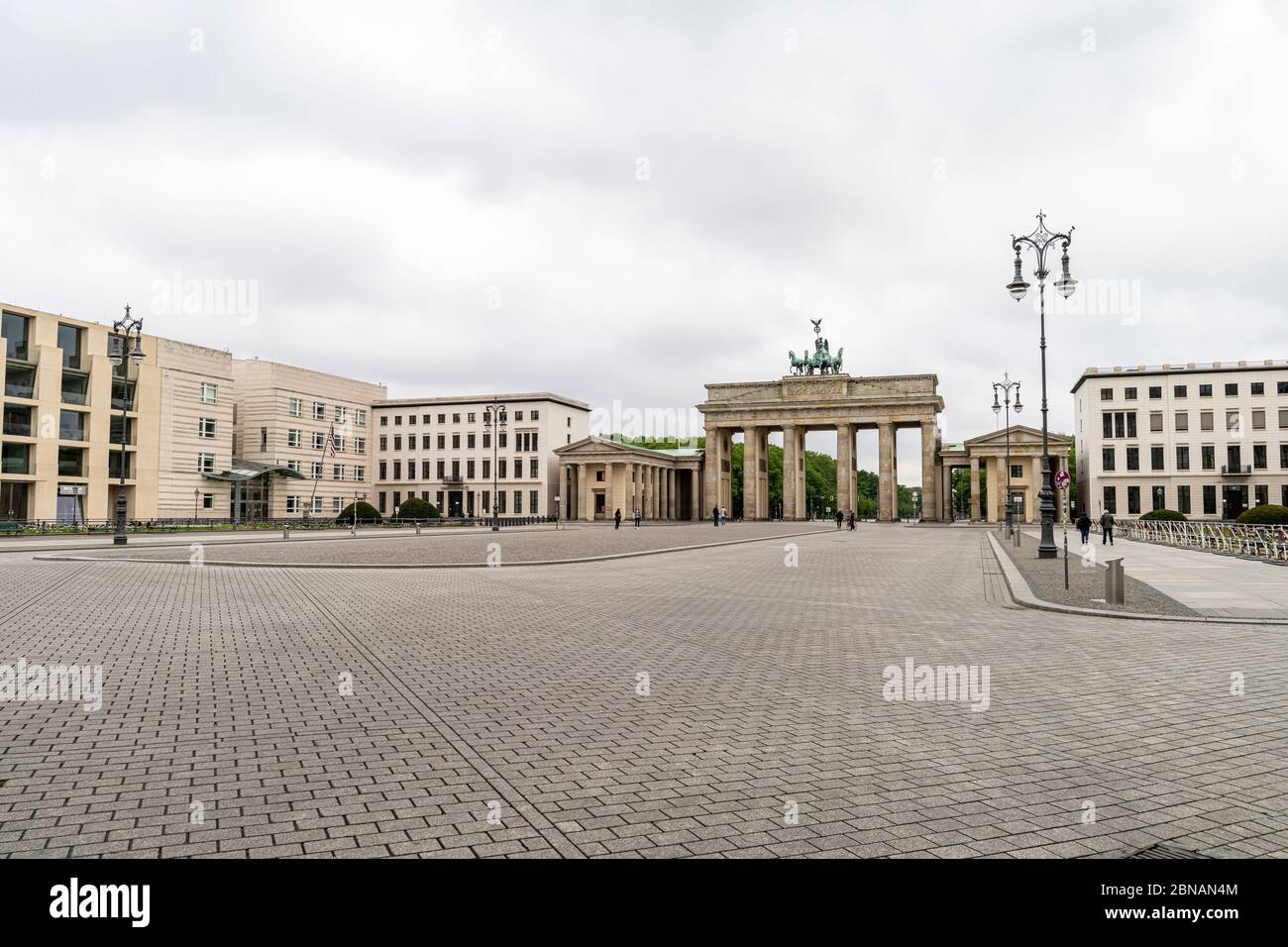 The historic Brandenburg Gate is a landmark of Berlin, with the public