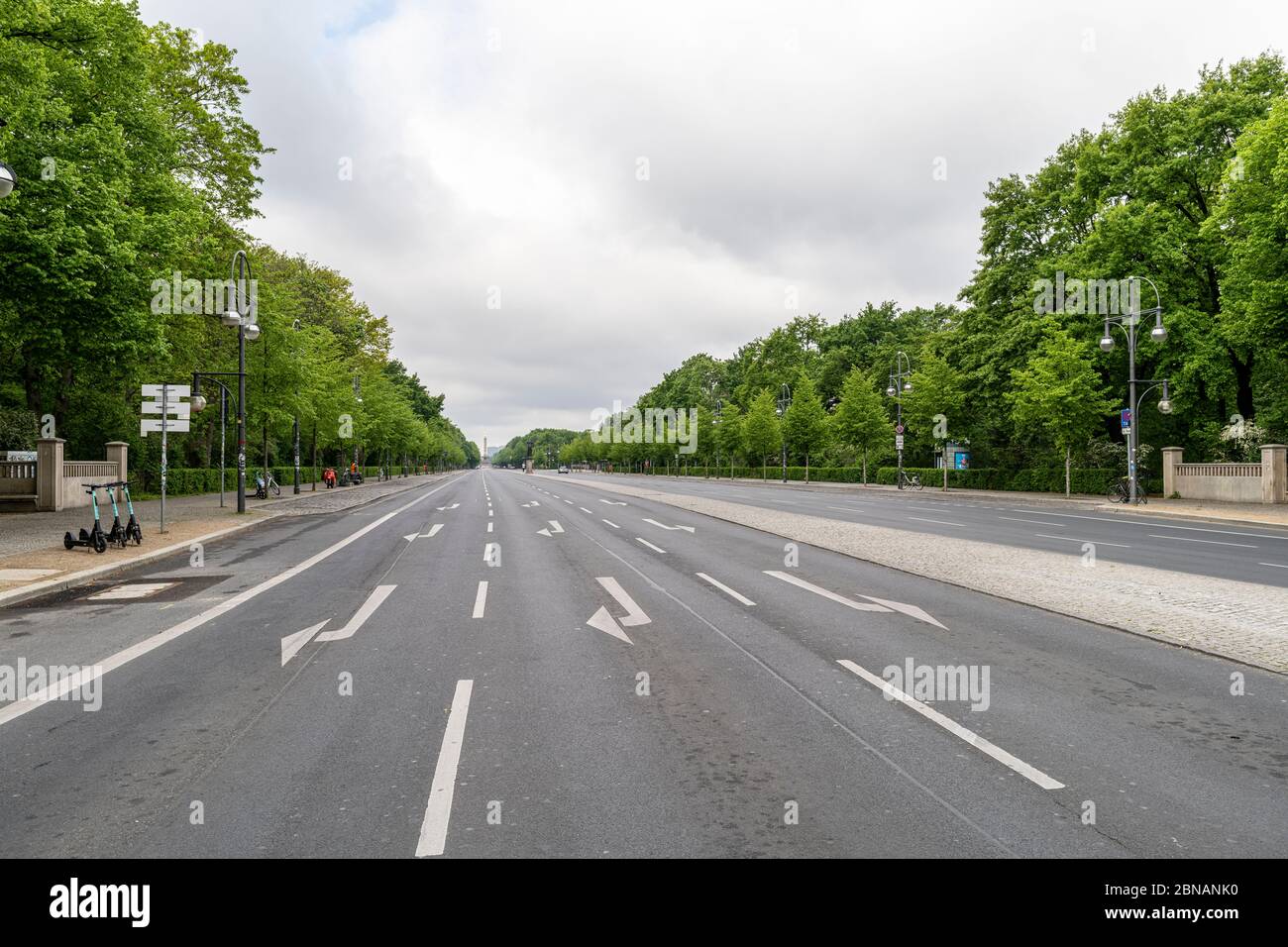 Looking west along the prominent street known as Straße des 17. Juni (17th of June Street in English) in central Berlin, Germany Stock Photo