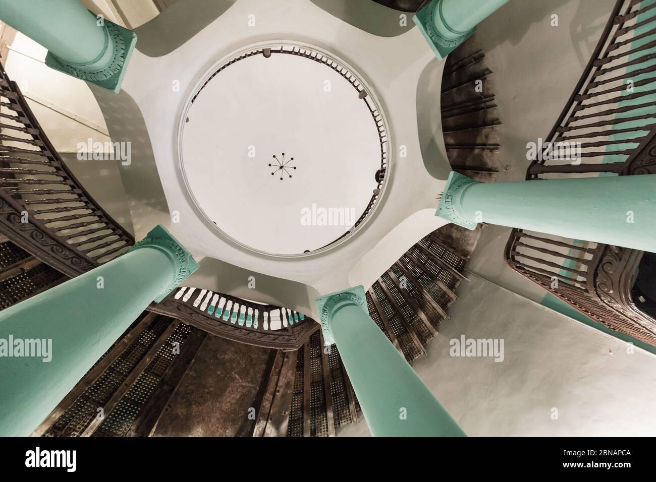 St. Petersburg, Russia - December 7, 2014: Round stairwell interior of an apartment house in old Saint-Petersburg, Russia Stock Photo