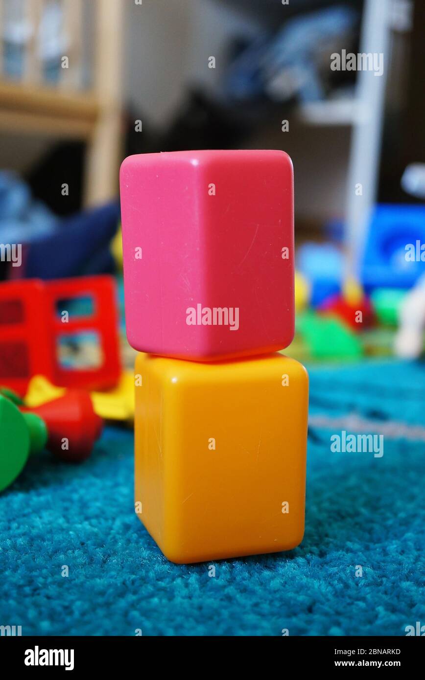 Plastic toy blocks Stock Photo Alamy