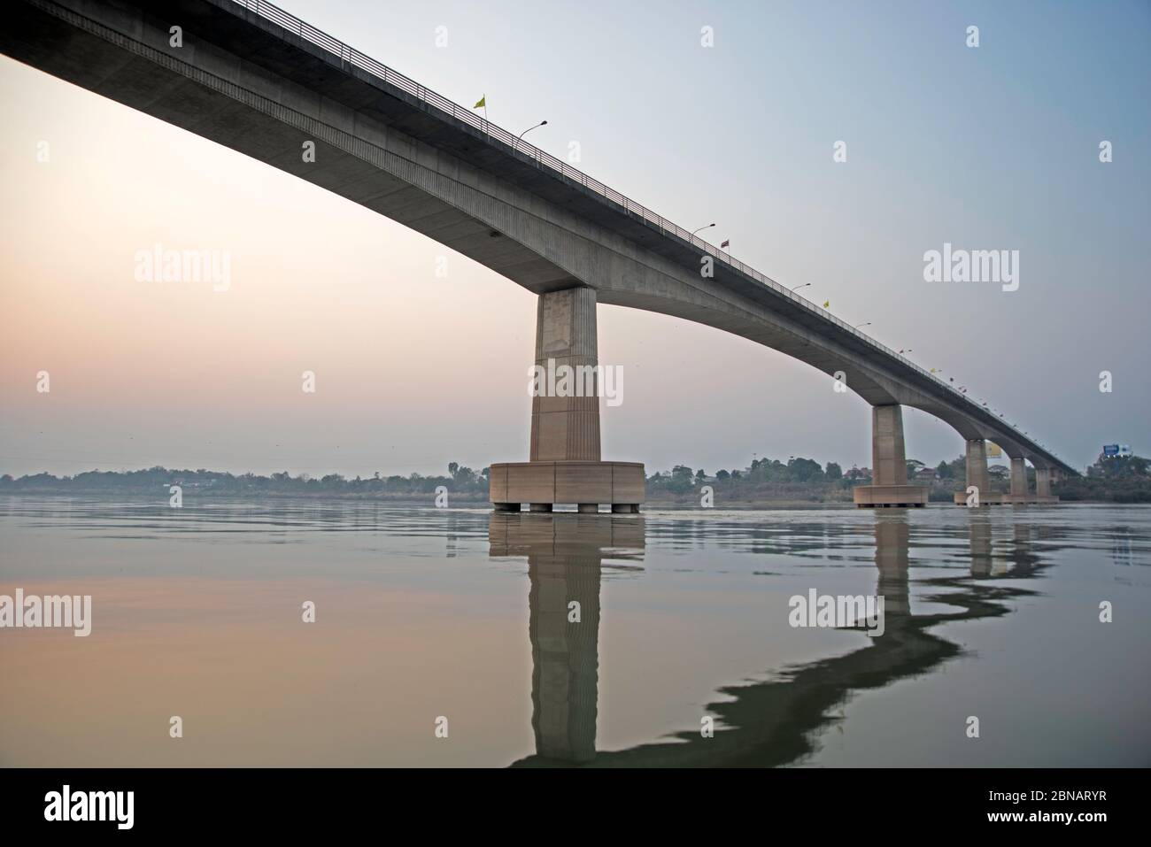 Friendship bridge over Mekon River joining Thailand with Laos Stock Photo