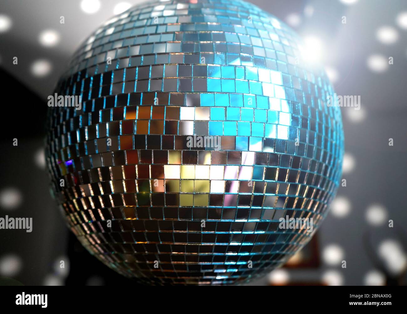 Mirror ball at a party with light reflections Stock Photo Alamy