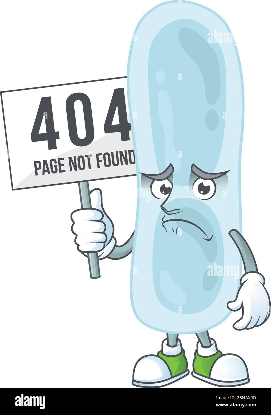 gloomy face of klebsiella pneumoniae cartoon character with 404 boards Stock Vector