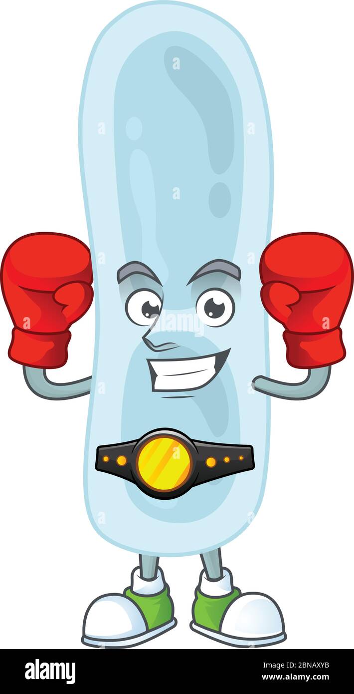 Caricature picture of klebsiella pneumoniae boxing athlete on the arena Stock Vector