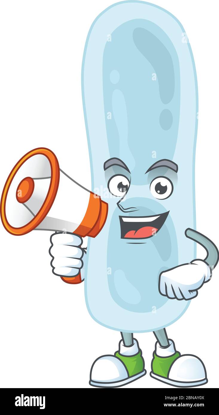 An image of klebsiella pneumoniae cartoon design style with a megaphone Stock Vector