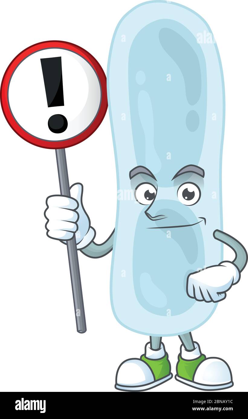 Caricature picture of klebsiella pneumoniae holding a sign Stock Vector