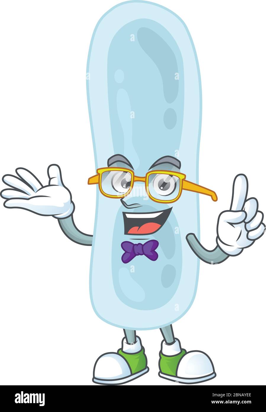 Cartoon character design of nerd klebsiella pneumoniae with weird glasses Stock Vector