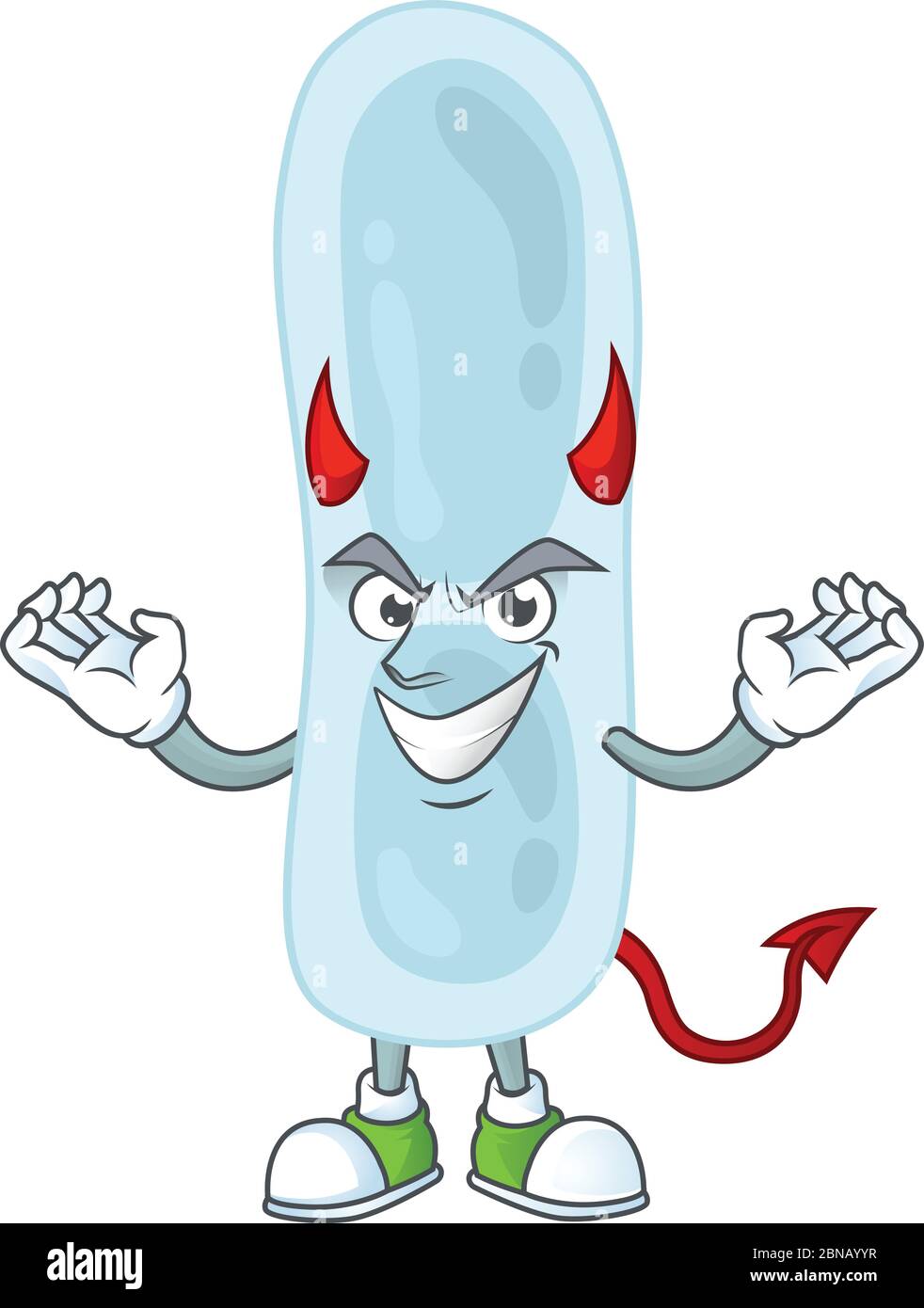 A cartoon image of klebsiella pneumoniae as a devil character Stock Vector