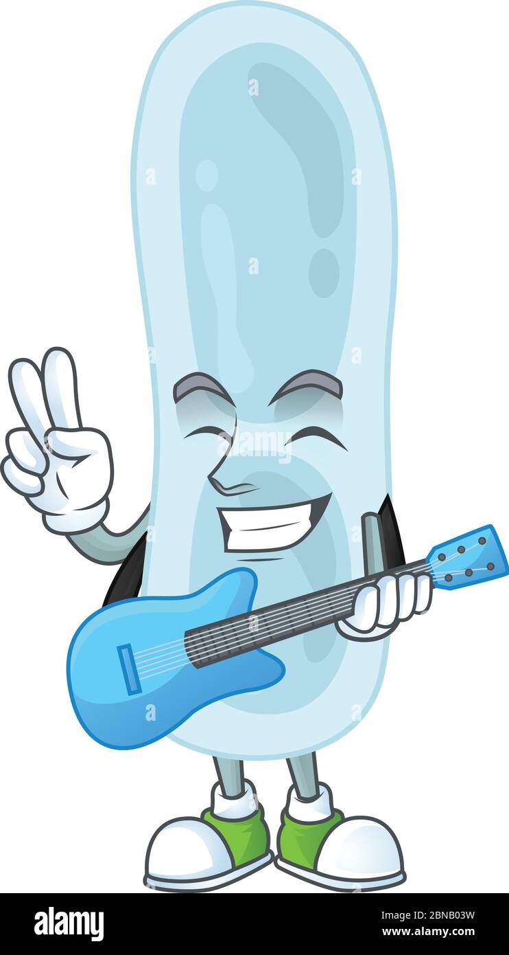 Klebsiella pneumoniae cartoon character style plays music with a guitar Stock Vector