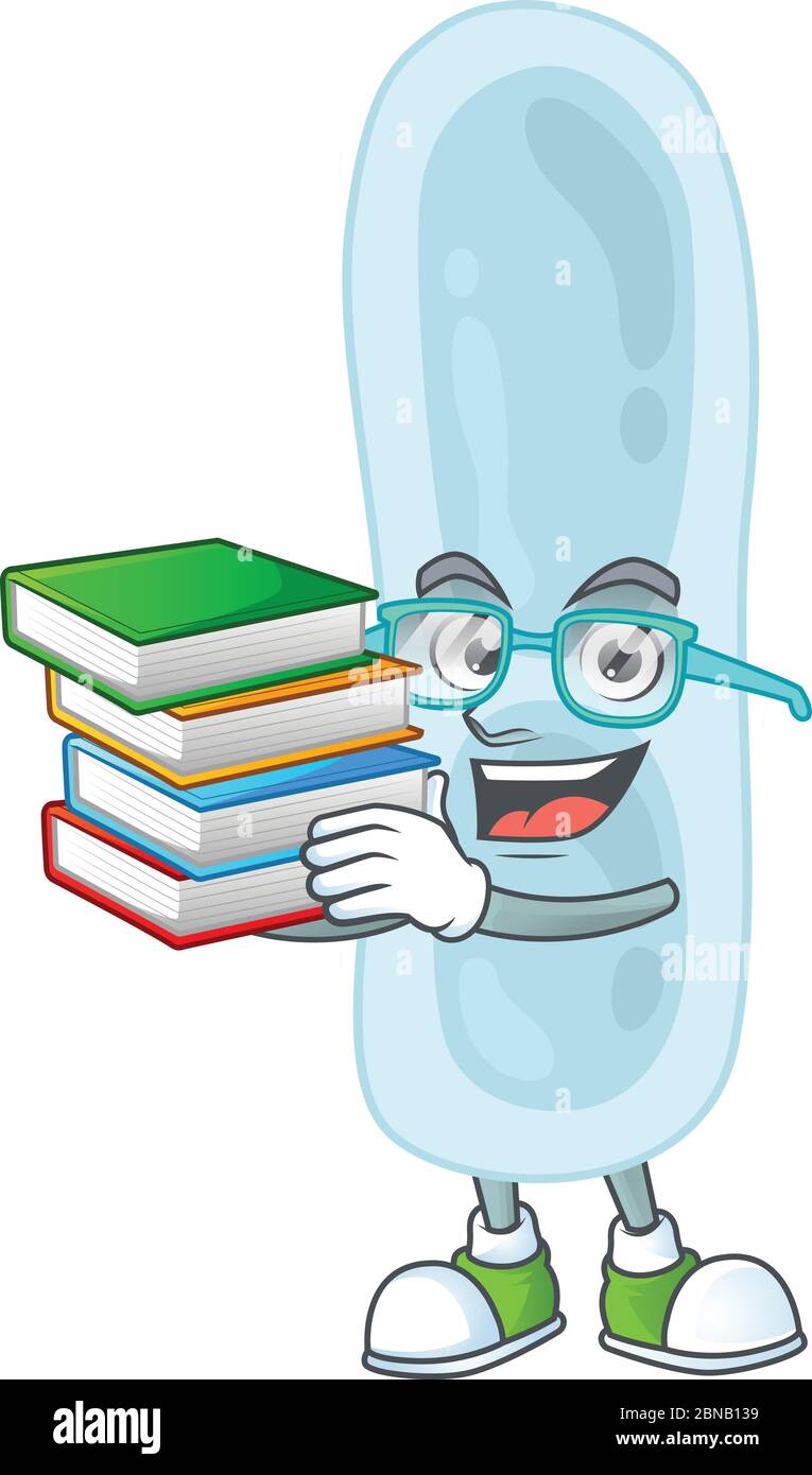 A mascot design of klebsiella pneumoniae student having books Stock Vector