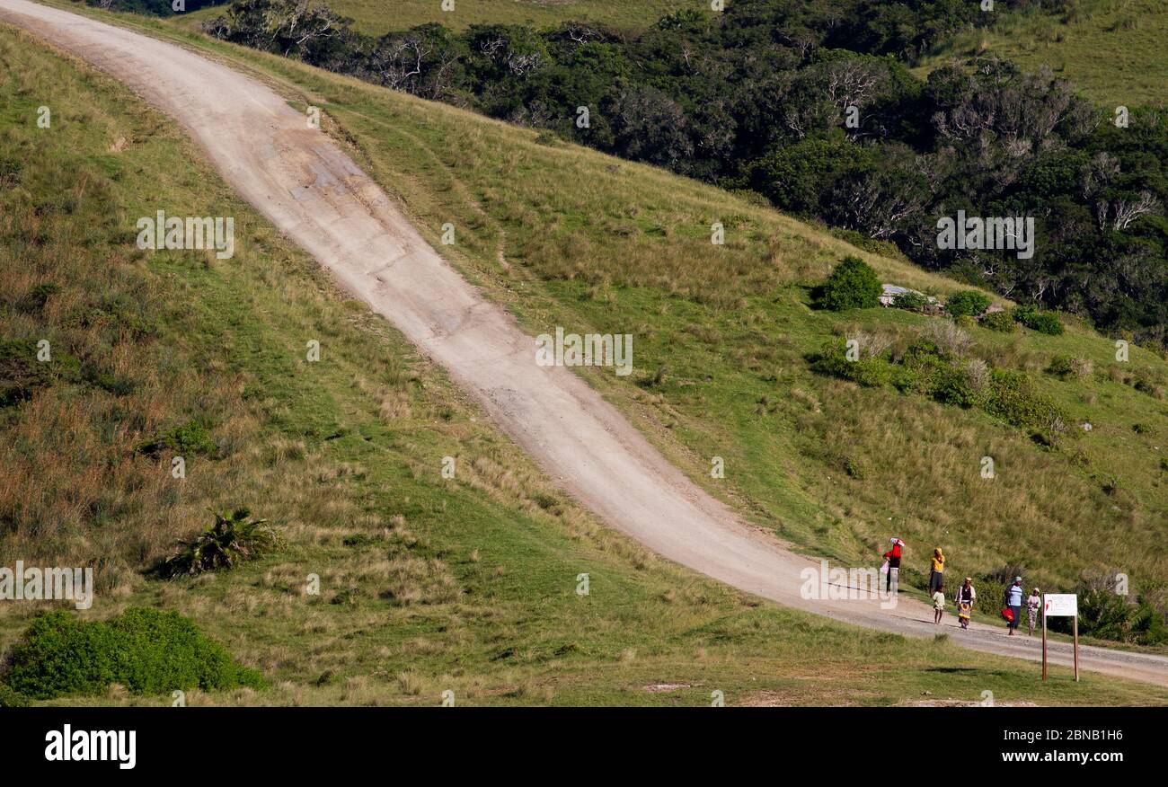 dirt road in eastern cape with figure in the distance Stock Photo