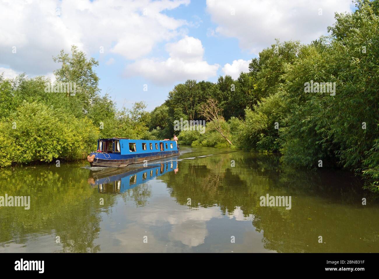 Narrowboat on the river in Abingdon, Oxfordshire, UK Stock Photo