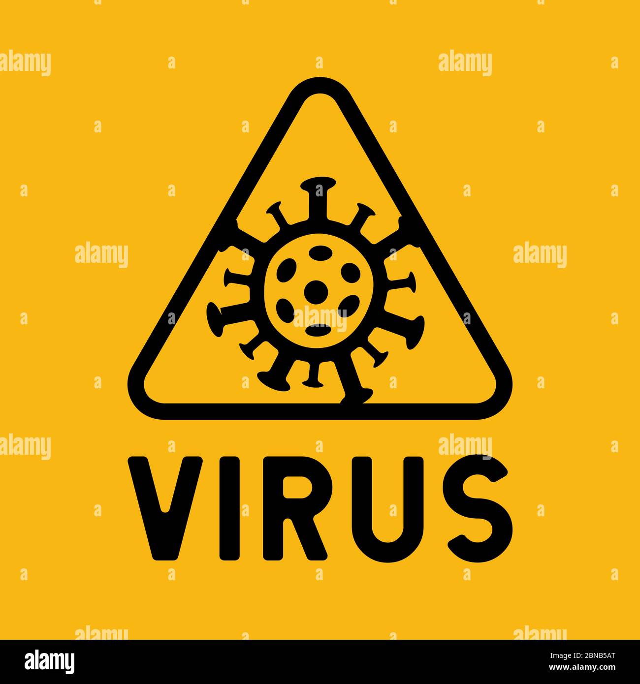 Virus attention sign, vector triangle icon on yellow background Stock ...