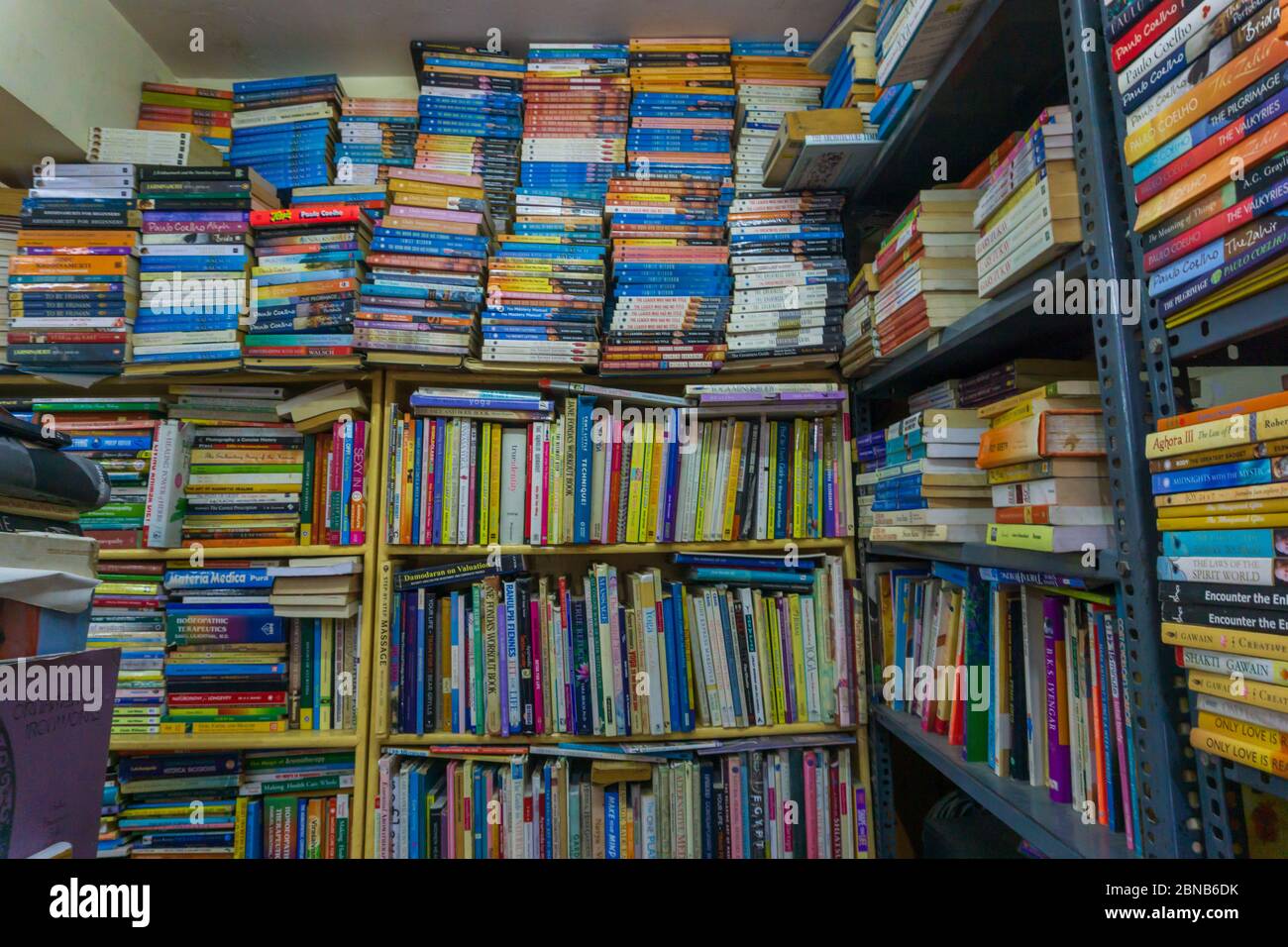 Books placed in the shelves in a book store located in Church Street in