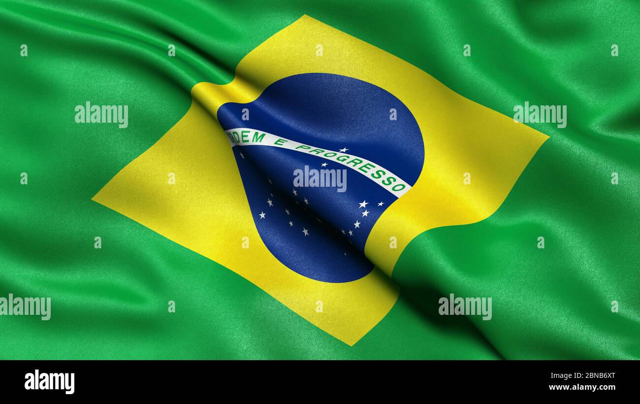 3D illustration of the flag of Brazil waving in the wind Stock Photo ...