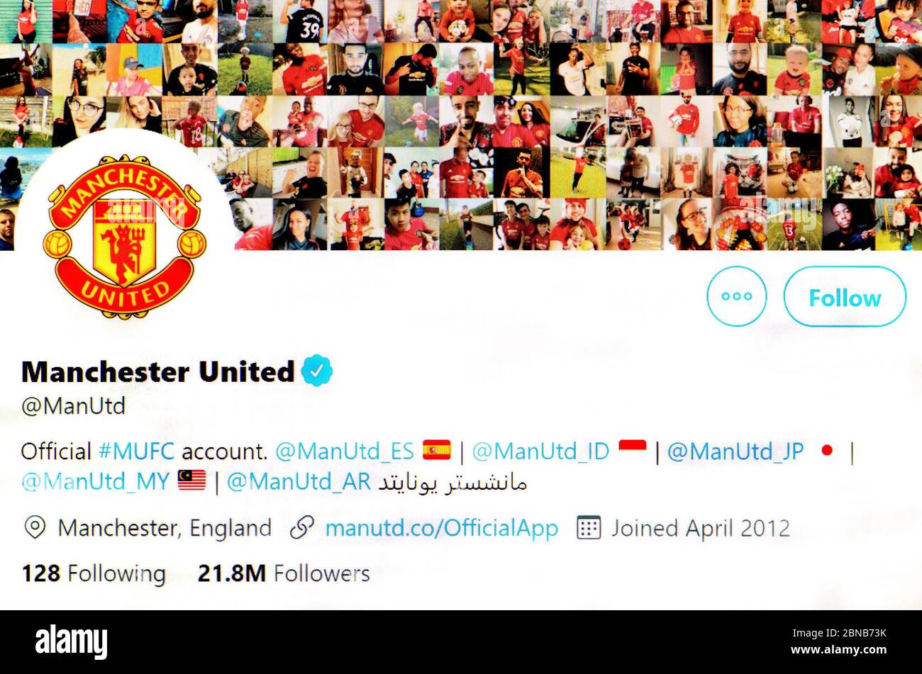 Twitter page (May 2020) Manchester United football club Stock Photo