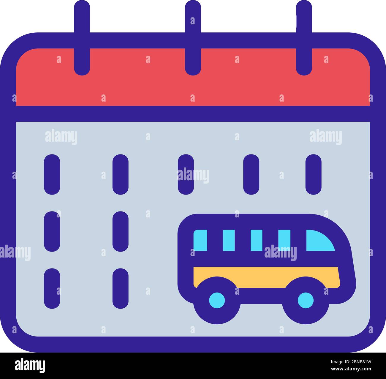 bus travel calendar day icon vector outline illustration Stock Vector