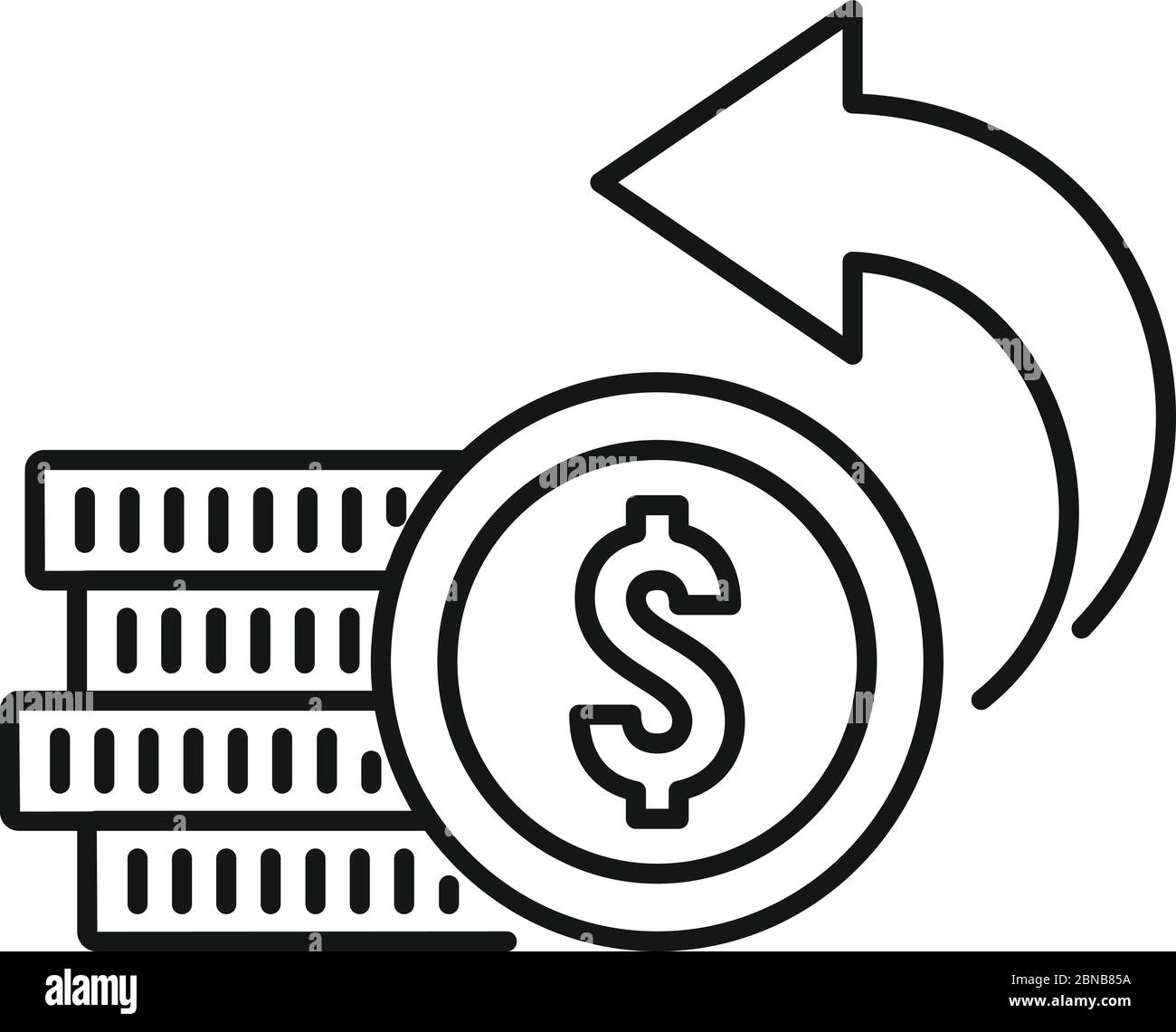 Coins stack refund icon. Outline coins stack refund vector icon for web ...