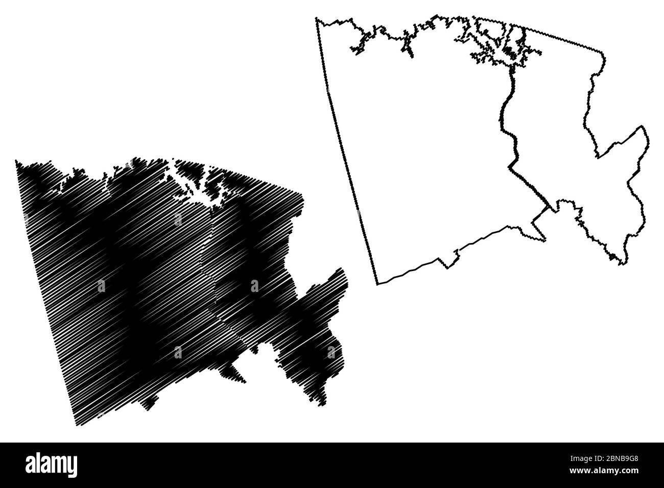 Baldwin County, Georgia (U.S. county, United States of America,USA, U.S., US) map vector illustration, scribble sketch Baldwin map Stock Vector