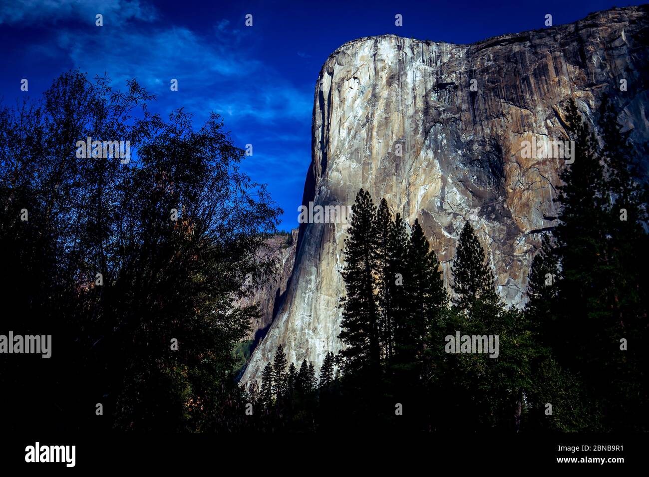 World famous rock climbing wall of El Capitan, Yosemite national park, California, usa Stock