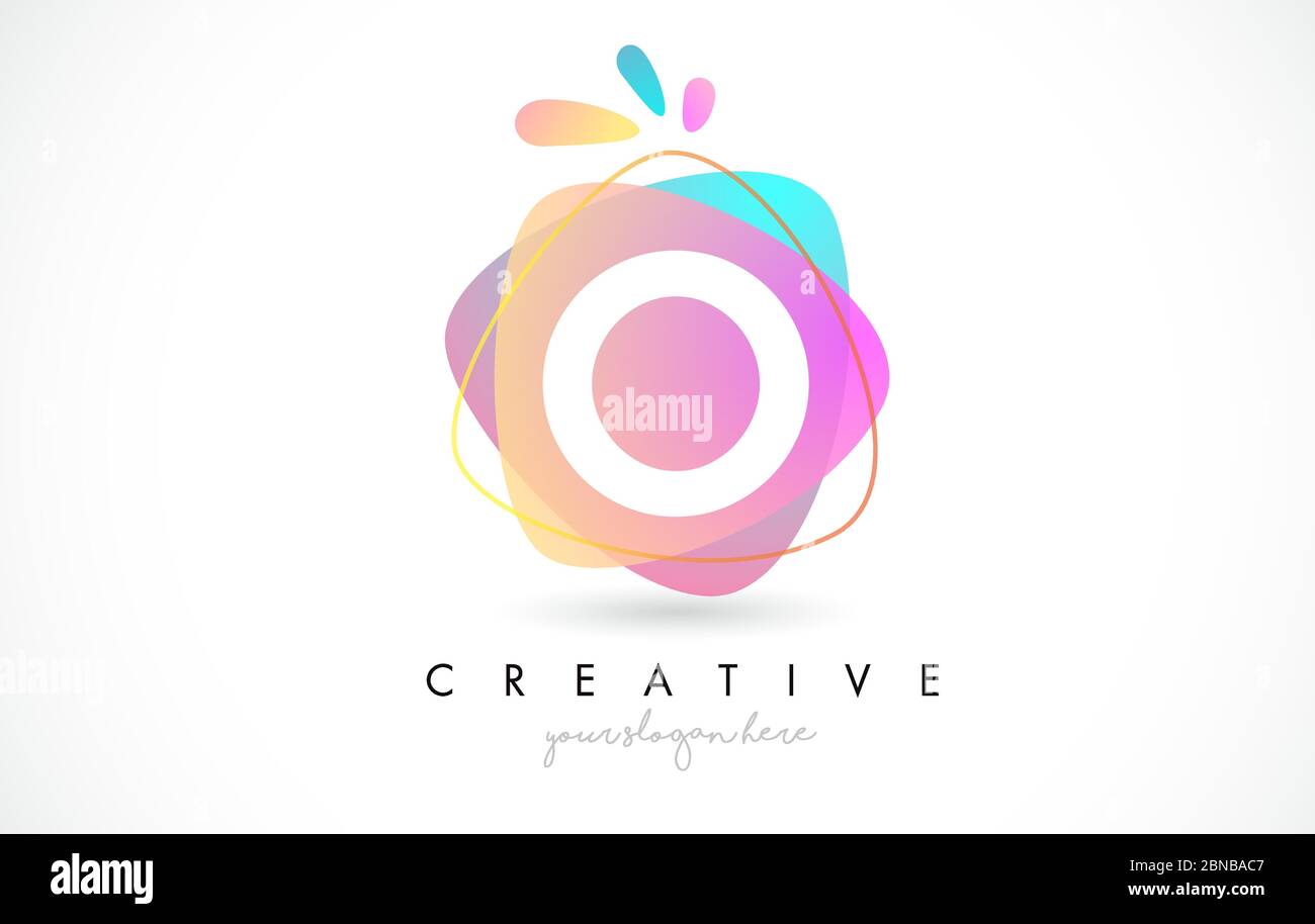 O Letter Logo Design with Vibrant Colorful Splash rounded shapes. Pink ...