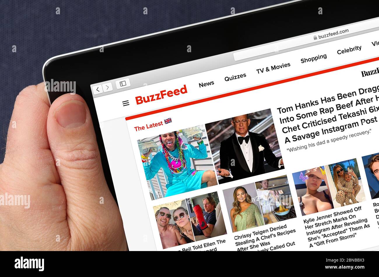 Buzzfeed website viewed on an ipad Stock Photo