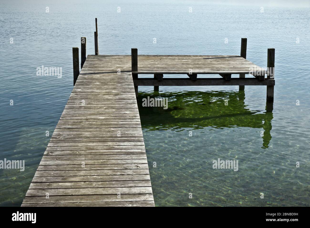 old jetty at Starnberg Lake, Germany, Bavaria Stock Photo