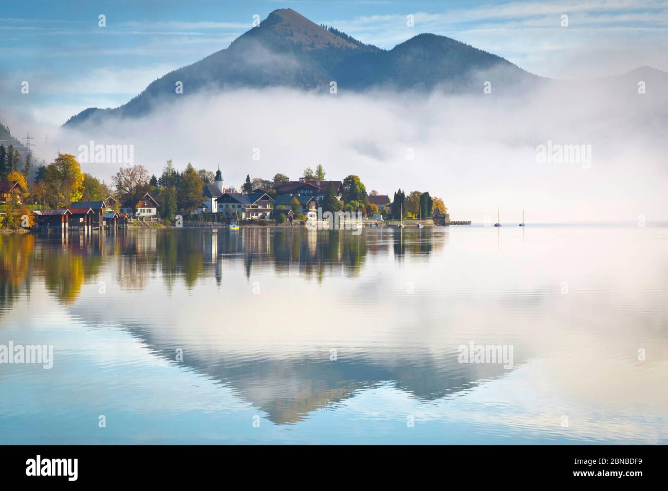 Lake Walchen in autumn, Germany, Bavaria Stock Photo