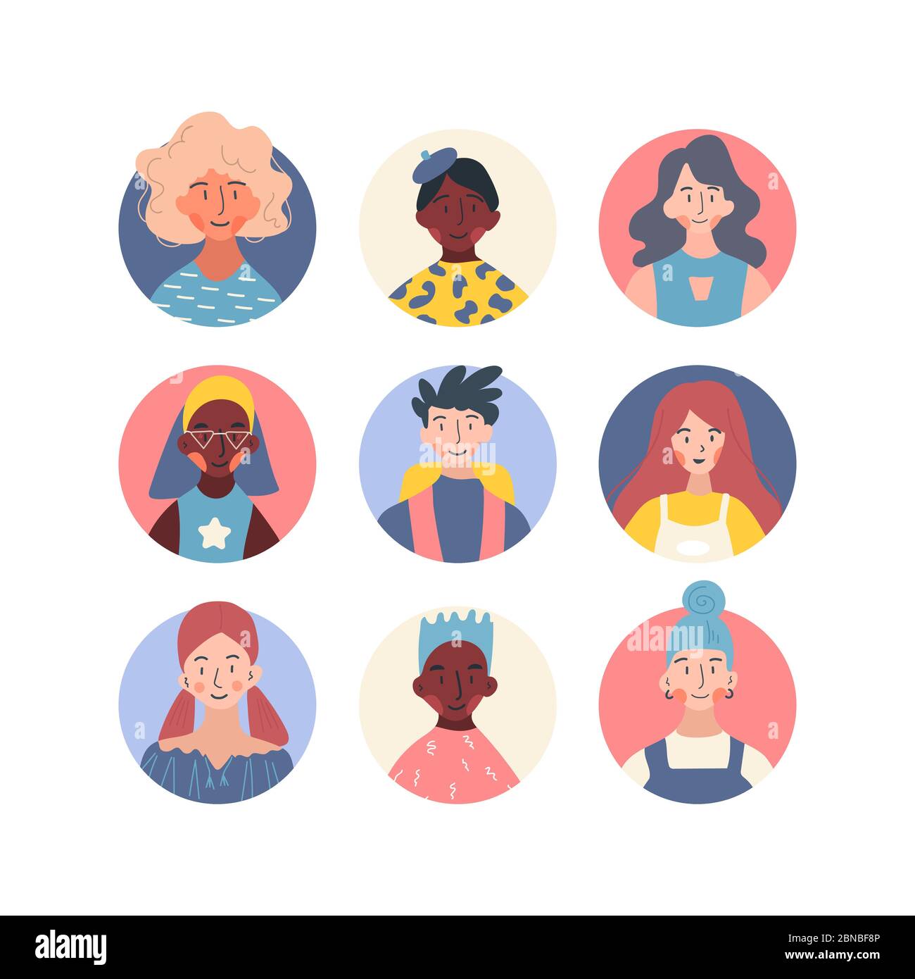 People of different occupation profile avatars collection. Icons of female and male faces icon vector illustration set. Modern cartoon flat design. On Stock Vector