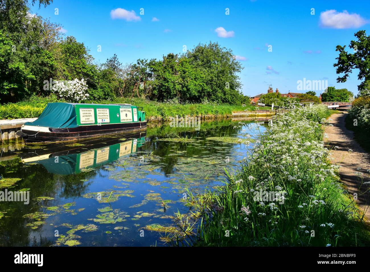Narrowboat, Grantham Canal, Vale of Belvoir Stock Photo
