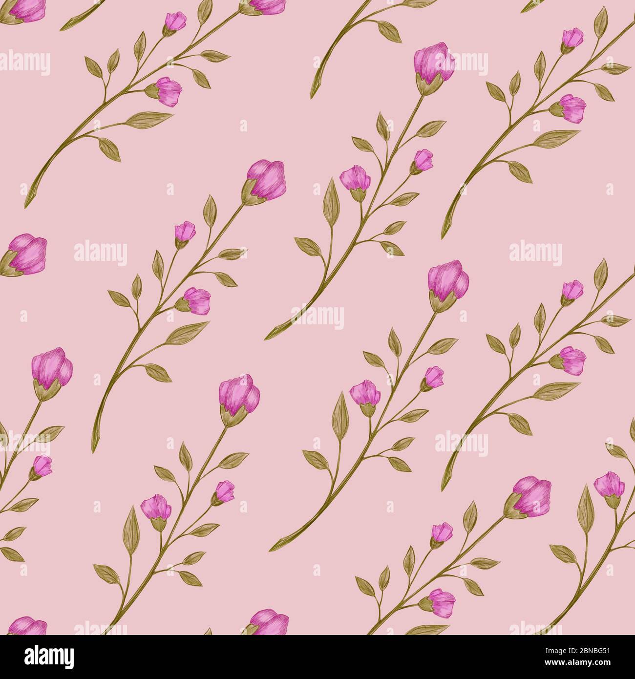 Vintage floral seamless pattern, hand drawn illustration Stock Photo ...